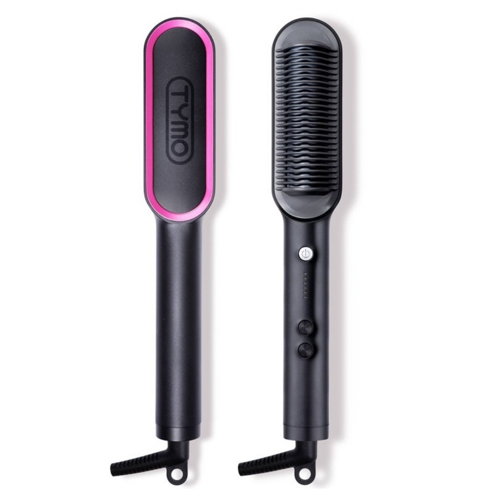TYMO Ring Hair Straightener Comb - Hair Straightening Brush & Iron - Pink/Black